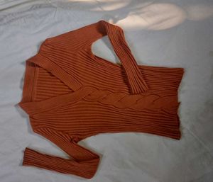 Rust Ribbed Knit Top