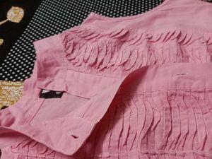 Pink Ruffled Button-Down Top