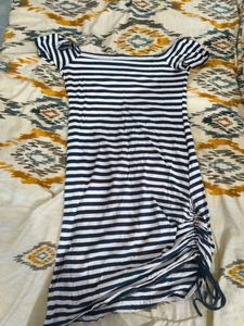 Striped Off-Shoulder Mini Dress