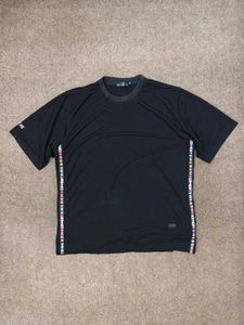 Men's Black T-Shirt with Flag Trim
