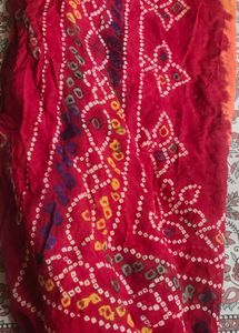 odhna Red Bandhani pure cotton