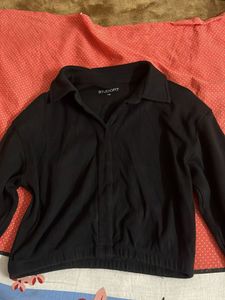 Black Cropped Long Sleeve Top