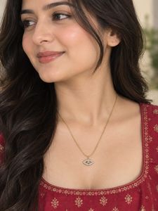 Anti Tarnish Gold Tone Eye Pendant  Necklace