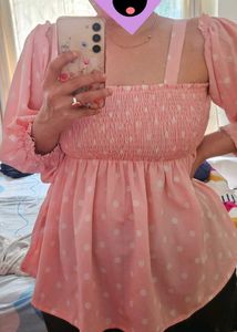 Pink Polka Dot Top