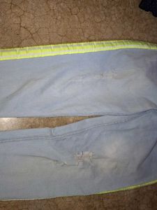 Light Blue Denim jeans with Neon Trim