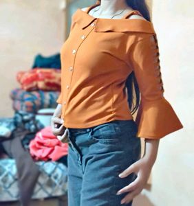 Off-Shoulder Brown Top