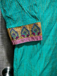 Teal and Onion Pink Suit with mukaish work