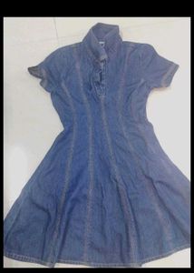 Lifestyle Classic Blue Denim Fit and Flare Dress