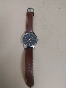 Stylish Brown Leather Strap Watch