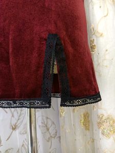Velvet Mini Skirt with Lace Trim