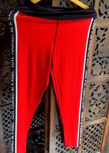 Women's Red Athleisure Leggings