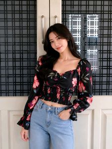 Floral Smocked Cropped Top