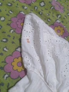 White Eyelet Flutter Sleeve Top