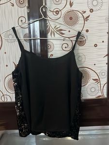Sparkling Black Sequin Cami Top