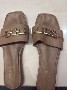 Chic Nude Slides with Gold Detail