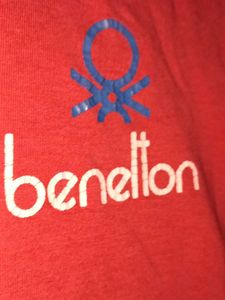 Benetton Red V-Neck T-Shirt