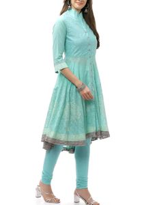 Aqua Printed Kurta & Leggings Set