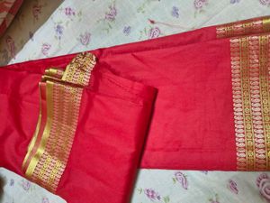 Elegant Red Silk Blend Saree