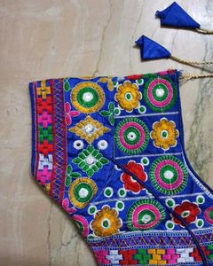 Embroidered Blue Choli with Mirror Work