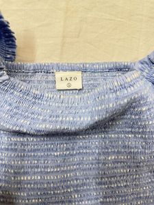 Cute Blue Smocked Polka Dot Top