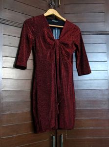 KASSUALLY Red Front Knot Bodycon Dress