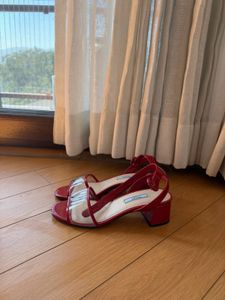 Prada Red Vinyl Sandals