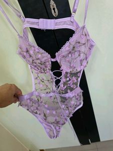 Sheer embroidery Bodysuit night wear