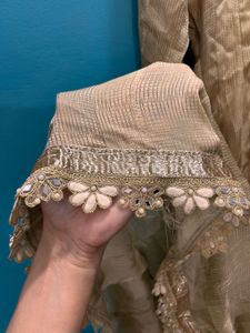 Embellished Silk Anarkali Set with Mirror Dupatta