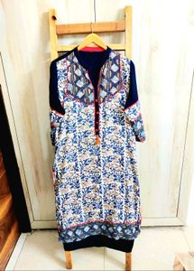 Blue Floral Print Kurta size-42-44