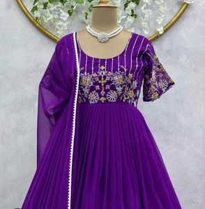 Elegant Purple Embroidered Dress