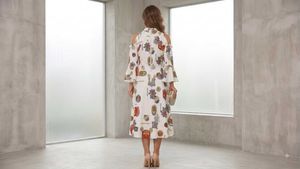 Chic Cold-Shoulder Printed Midi Dress