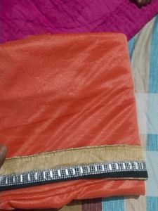 Orange Saree with Embellished Border