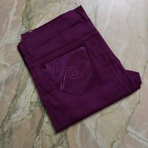 Wine Colored Denim Pants (Hipster)