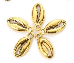 Golden Cowrie Shell Charm (5pcs)