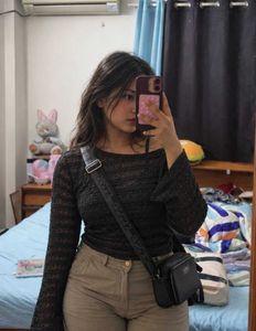 Stylish Black Knit Textured Top