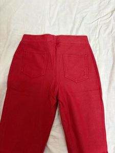 Go Colors Red Corduroy Flare Pants