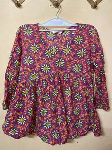 Floral Print Peplum Kurta