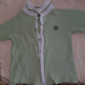 Light Green Collared Button-Up Top
