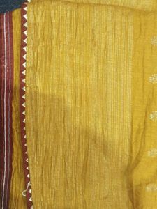 Mustard/Orangish Ethnic Saree with Golden Booti