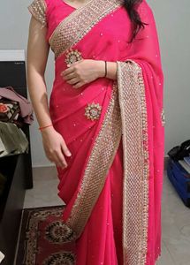 Vintage Pink Embroidered Saree 💕