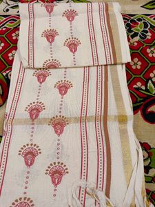 Peacock patchwork attached dress material