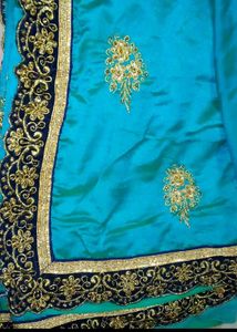 Stunning Teal Saree with Gold Embroidery