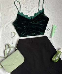 Shein Green Velvet Cami Top