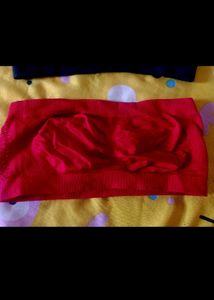 Comfortable Red &amp; Black Bandeau Bra Set