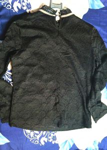 Elegant Black Lace Top with Bow