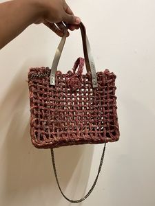 Chic Woven Handbag with Chain Strap