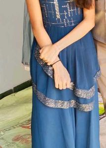Elegant Blue Kurta Set with Sparkle