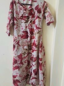 Beautiful Floral Print Kurta with front slit