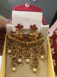 Stunning Pearl &amp; Ruby Drop Earrings