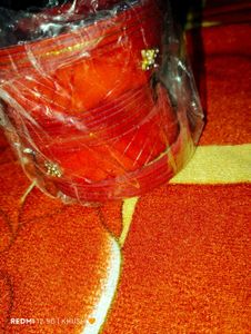 Vibrant Red Bangles with Embellishments